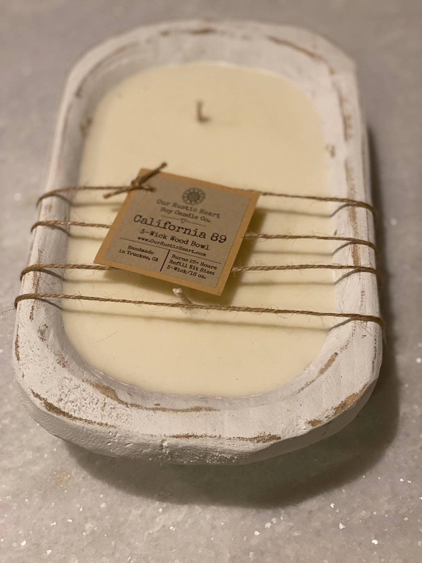3 Wick Wood Bowl Soy Candle | California 89