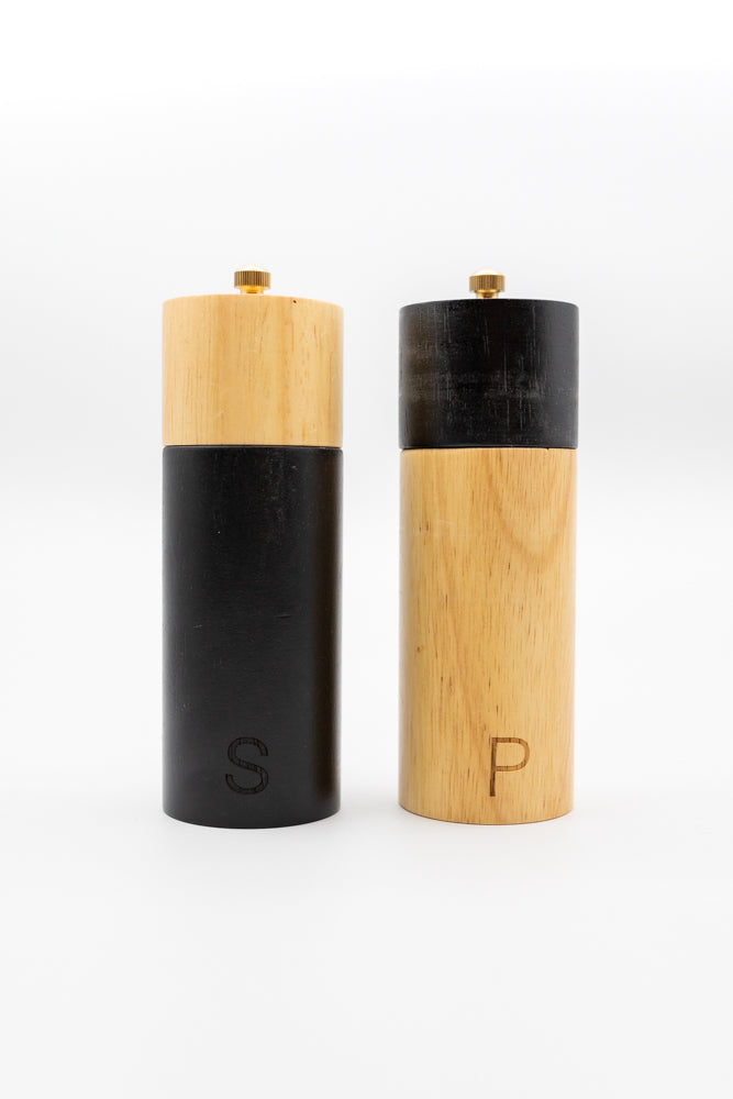 Two-Tone Rubber Wood Salt and Pepper Set | California 89