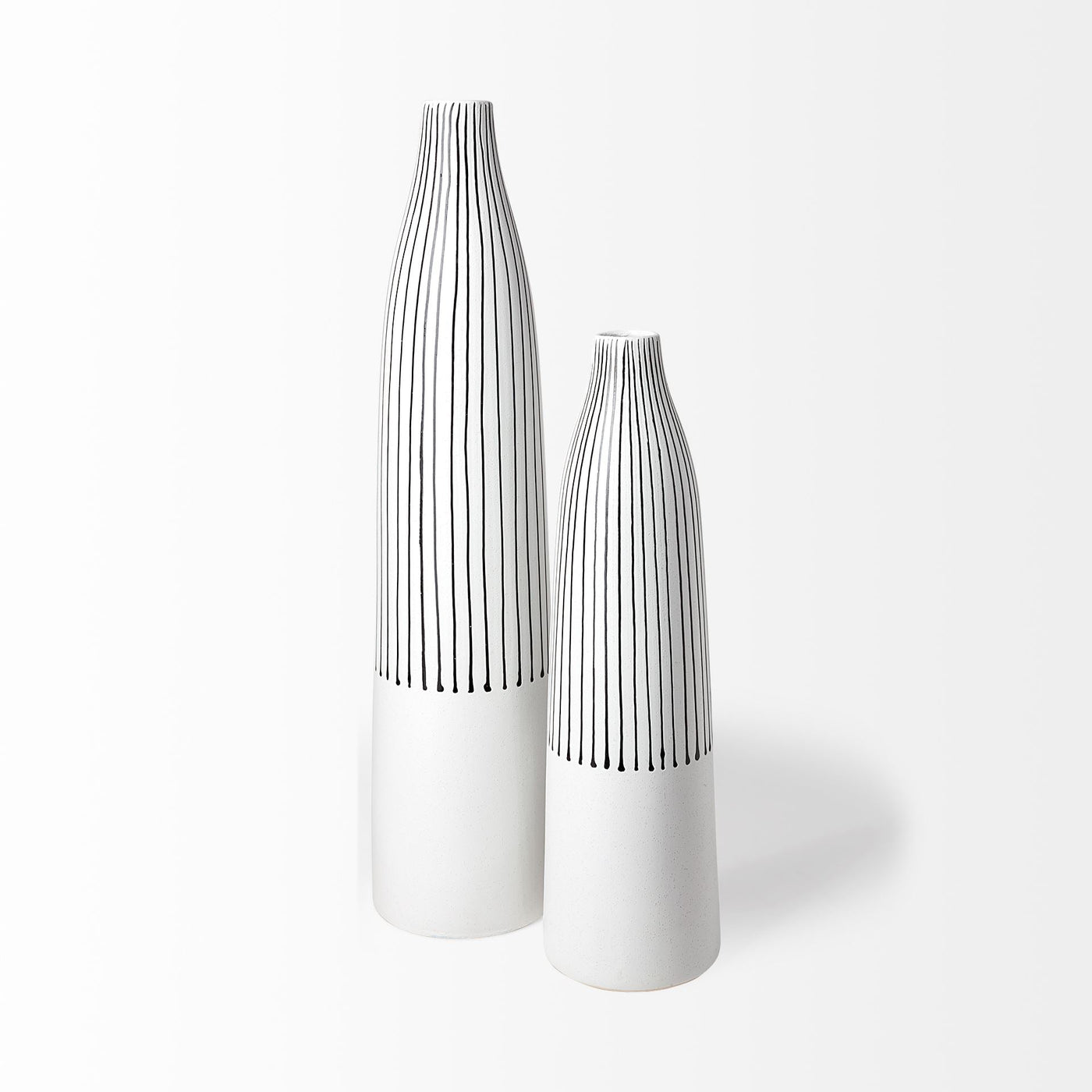 Kira Small White Pinstripe Ceramic Vase | California 89