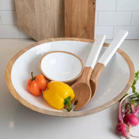 Mango Wood & white enamel bowl, XL
