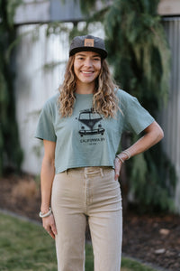 Women's Short Sleeve VW Bus Crop T-shirt | California 89
