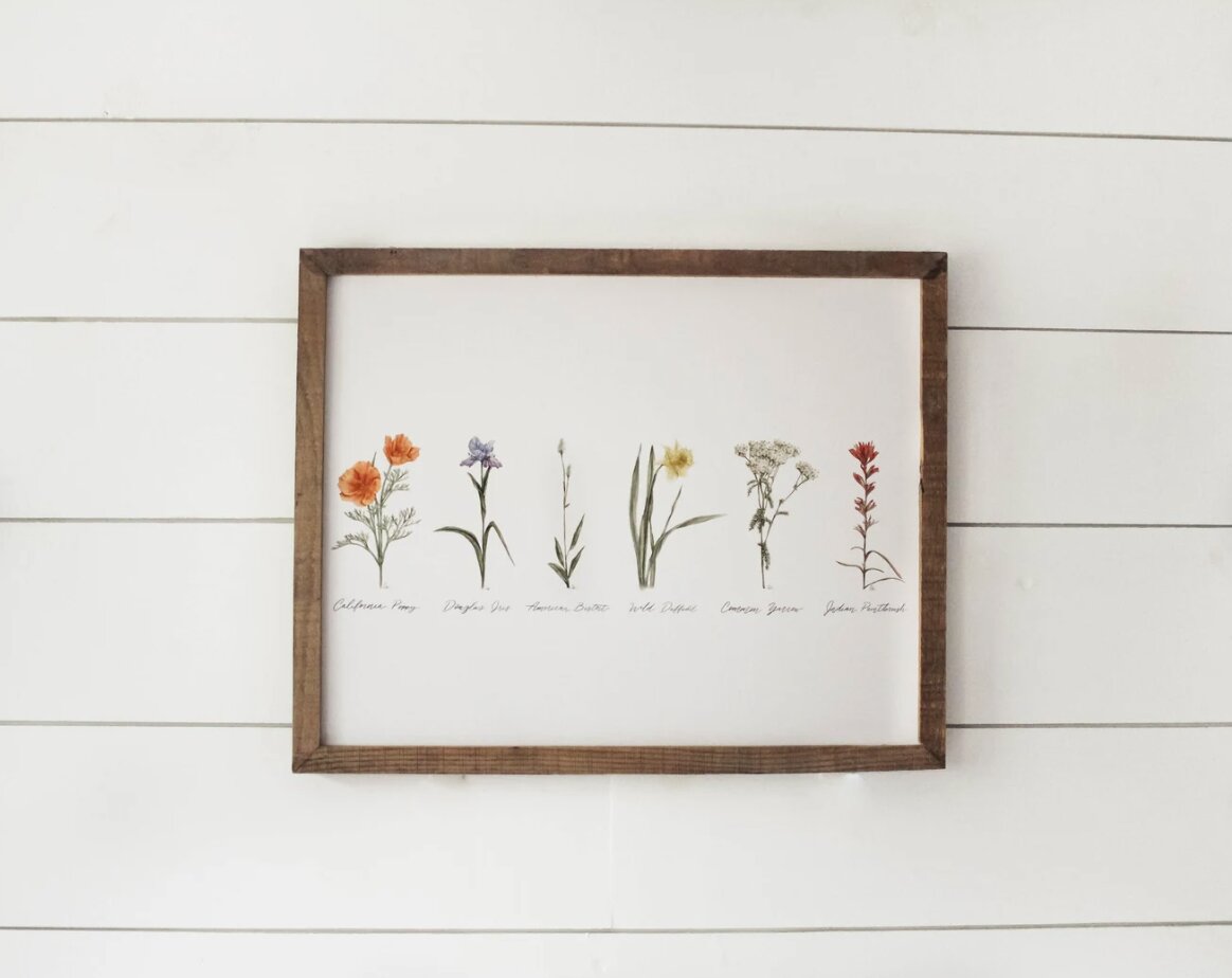 Framed 11x14 Collection of Wildflowers Print | California 89