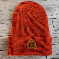 Waffle Cuffed Beanie with 89 Leather Shield | California 89