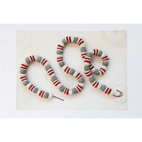 Wool Felt Ball Garland, Red, Grey and Cream