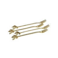 Gold Leaves Cocktail Forks Set of 4