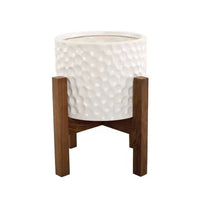 Beehive Ceramic Planter on Wood Stand 5.5 Inch | California 89