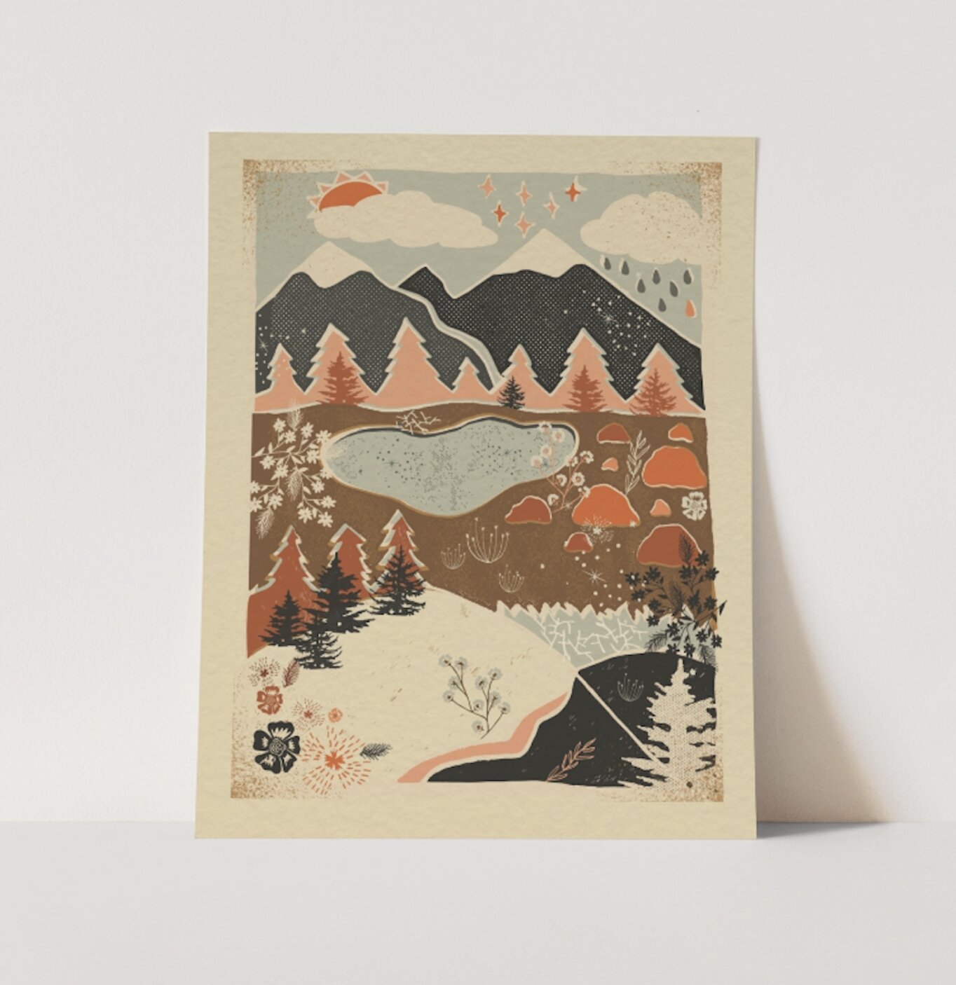 Cascade Lakes Mid Century Art Print 11x14 | California 89