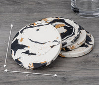 Black Gold White Resin Coasters Set of 4 | California 89