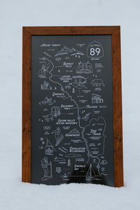 California 89 Framed Road Map | Tahoe Wall Art