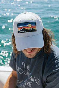 Trucker Hat with Mountain and Sky Rubber Patch | California 89