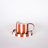 Espresso Stripes Cup and Saucer Set of 2 | California 89