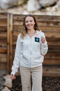Unisex Midweight Zip Hoodie, Love Blue Lake | California 89