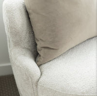Luna Swivel Occasional Chair, Feathered Steel and Dusted Stone 34"W x 34"D x 32.5"H
