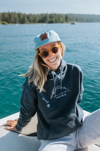 Unisex Hooded Sweatshirt with Mountains Graphic | California 89