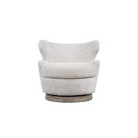 Luna Swivel Occasional Chair, Feathered Steel and Dusted Stone 34"W x 34"D x 32.5"H
