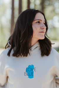 Women's Love Blue Relaxed Hooded Sweatshirt | California 89
