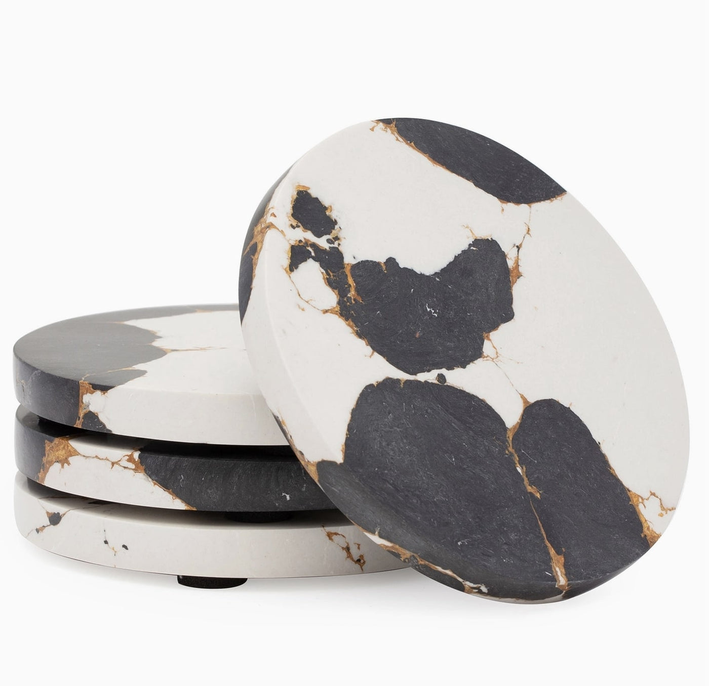Black Gold White Resin Coasters Set of 4 | California 89