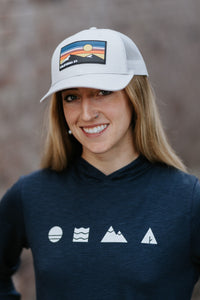 Trucker Hat with Mountain and Sky Rubber Patch | California 89