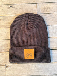 Waffle Cuffed Beanie with 89 Leather Shield | California 89