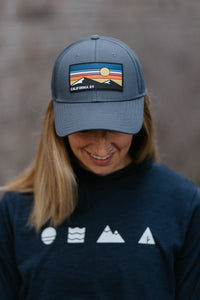 Trucker Hat with Mountain and Sky Rubber Patch | California 89