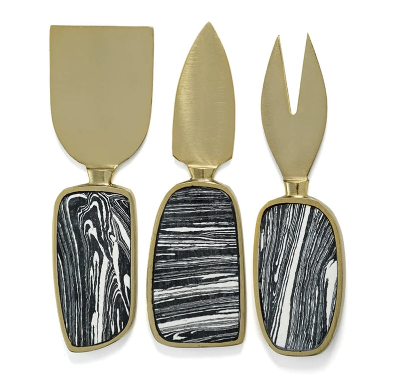 Amalfi Set of 3 Cheese Tools Black with Gold | California 89