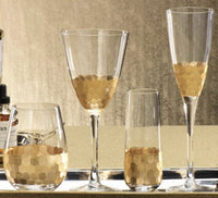 Fez Cut Stemless Champagne Glass with Gold Leaf