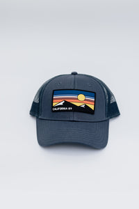 Trucker Hat with Mountain and Sky Rubber Patch | California 89