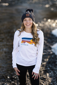 Women's Long Sleeve Sky and Mountain T-shirt | California 89