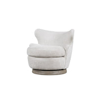 Luna Swivel Occasional Chair, Feathered Steel and Dusted Stone 34"W x 34"D x 32.5"H