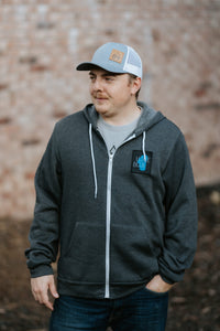 Unisex Midweight Zip Hoodie, Love Blue Lake | California 89