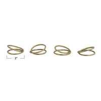 Brass Napkin Rings on Leather Tie, Set of 4