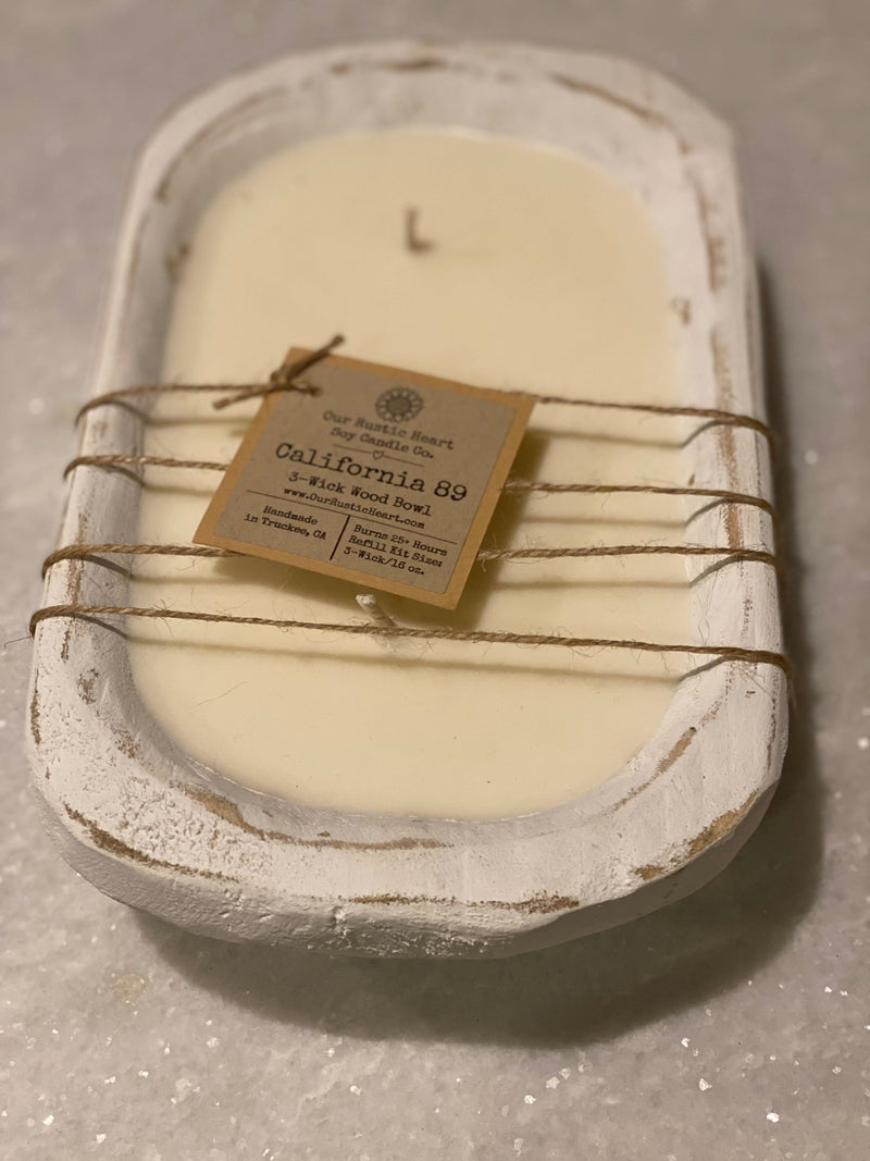 3 Wick Wood Bowl Soy Candle | California 89