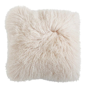 Mongolian White Sheepskin Pillow - 18" x 18"