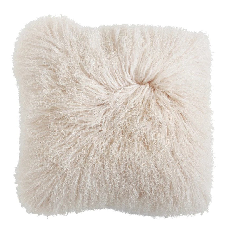 Mongolian White Sheepskin Pillow - 18" x 18"