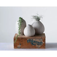 Round Stoneware Textured Vases Set of three