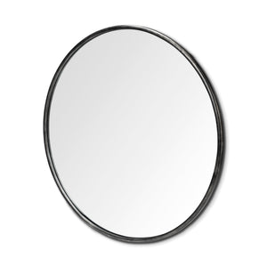 Piper Round Black Metal Frame Mirror - 47"