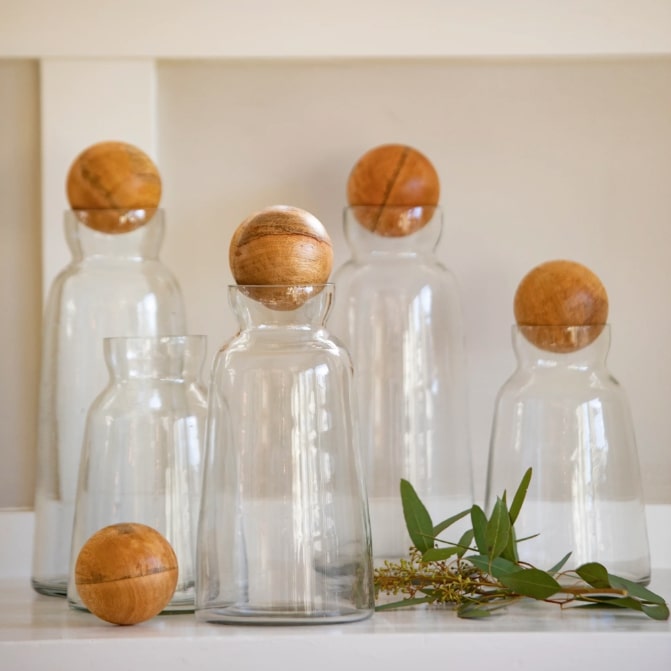 Glass and Mango Wood Decanter Short | California 89