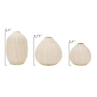 Round Stoneware Textured Vases Set of three