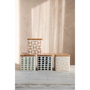 Stoneware Canister with Wood Top