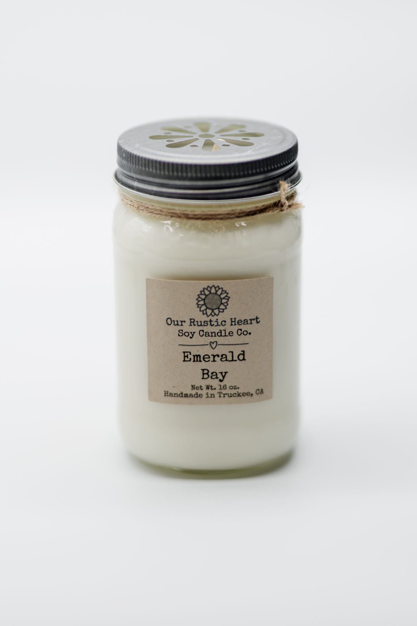 Our Rustic Heart Candle 16 oz Emerald Bay