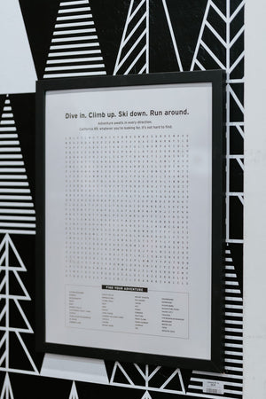 California 89 Tahoe Word Search | Framed Wall Art