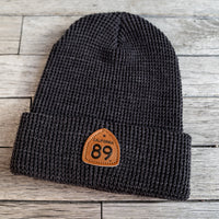 Waffle Cuffed Beanie with 89 Leather Shield | California 89