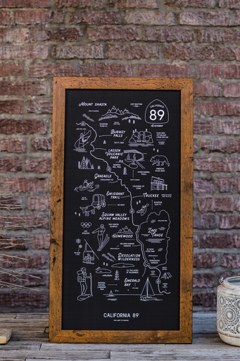 California 89 Road Map Poster | Sierra Adventure Map