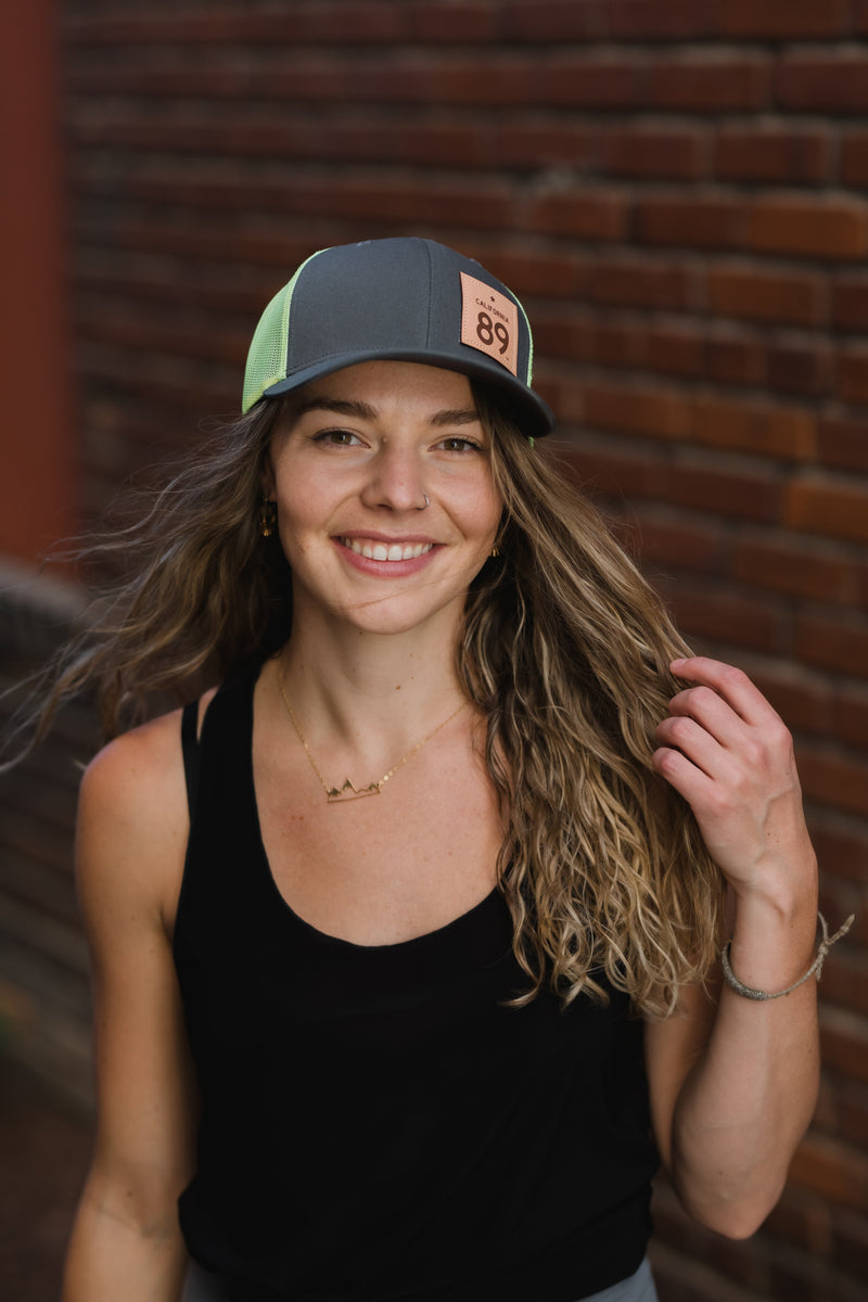 Classic Trucker Hat Charcoal & Neon | California 89