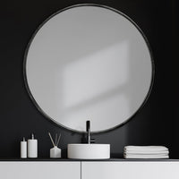 Piper Round Black Metal Frame Mirror 47 Inch | California 89