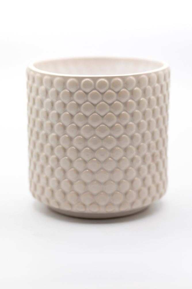 Round Stoneware Planter with Circles | California 89