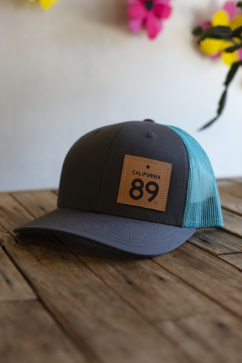 Classic Trucker Hat Charcoal & Teal | California 89