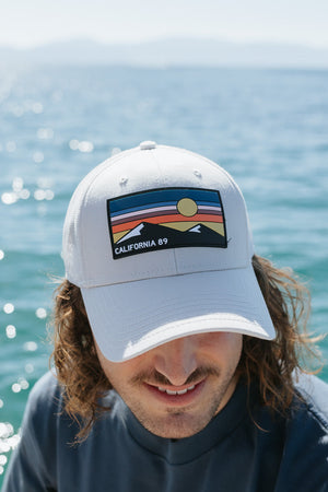 Trucker Hat with Mountain and Sky Rubber Patch | California 89