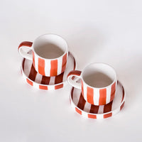 Espresso Stripes Cup and Saucer Set of 2 | California 89