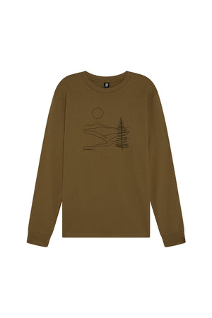 Men's Long Sleeve River Illustration T-Shirt